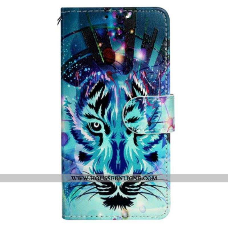 Housse iPhone 15 Loup Électrique avec Lanière