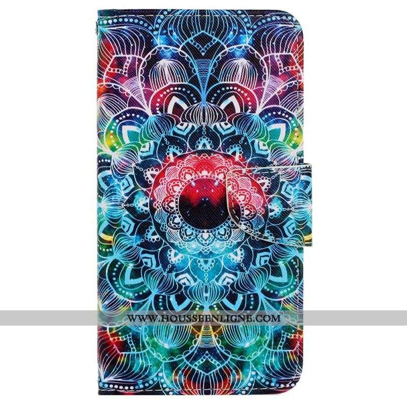 Housse iPhone 15 Mandala Coloré à Lanière