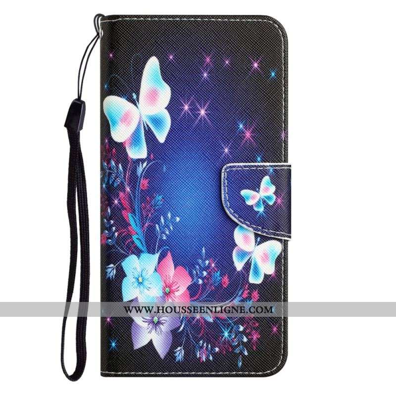 Housse iPhone 15 Papillons Magiques à Lanière