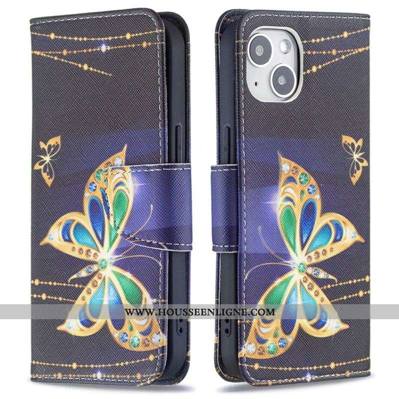 Housse iPhone 15 Papillons Précieux