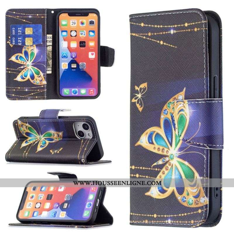 Housse iPhone 15 Papillons Précieux