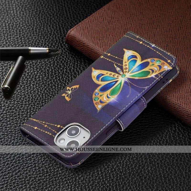 Housse iPhone 15 Papillons Précieux