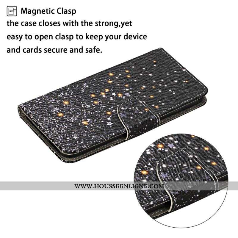 Housse iPhone 15 Pluie d'Étoiles à Lanière