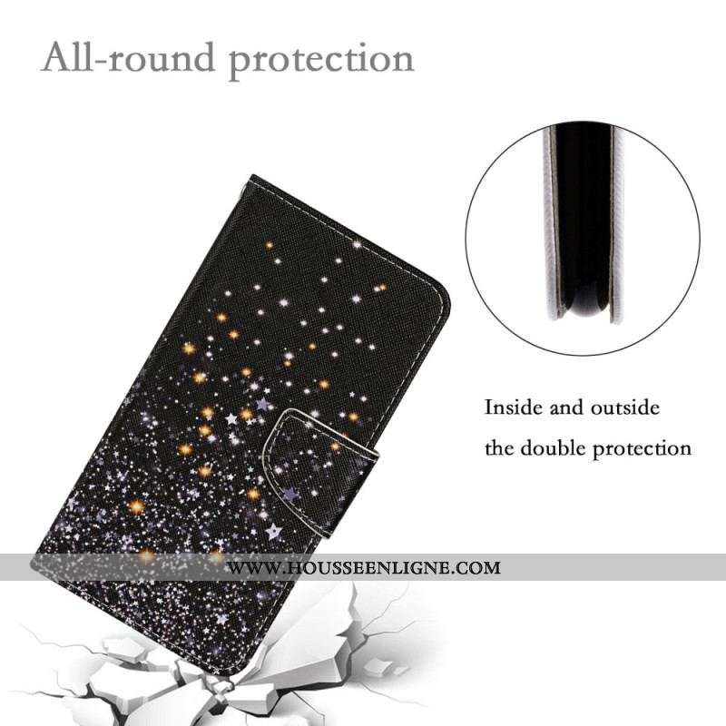 Housse iPhone 15 Pluie d'Étoiles à Lanière
