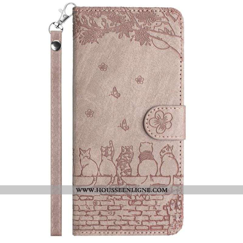 Housse iPhone 15 Plus Chat Floral à Lanière
