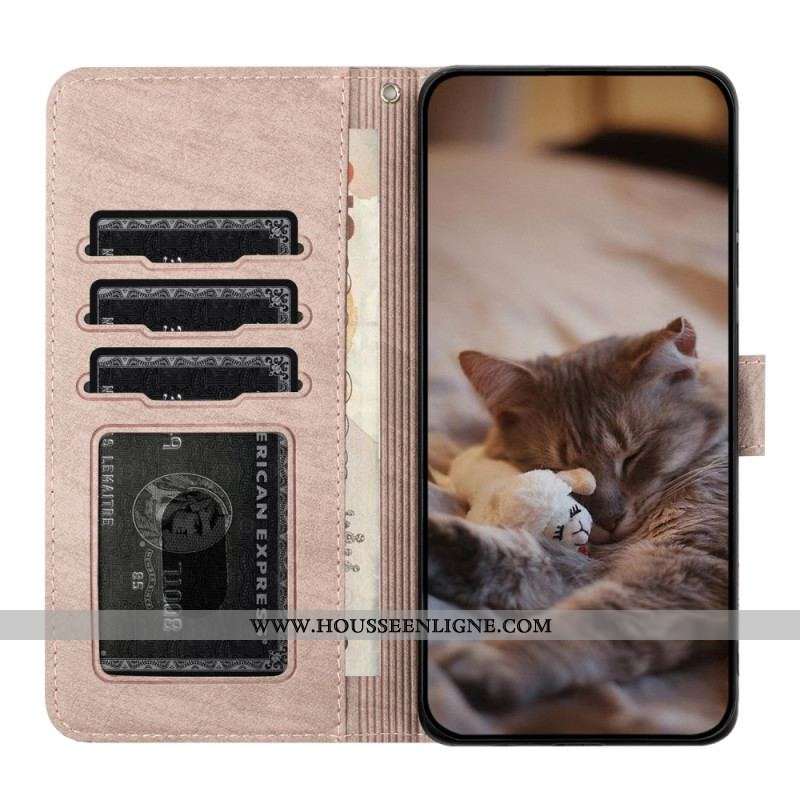 Housse iPhone 15 Plus Chat Floral à Lanière