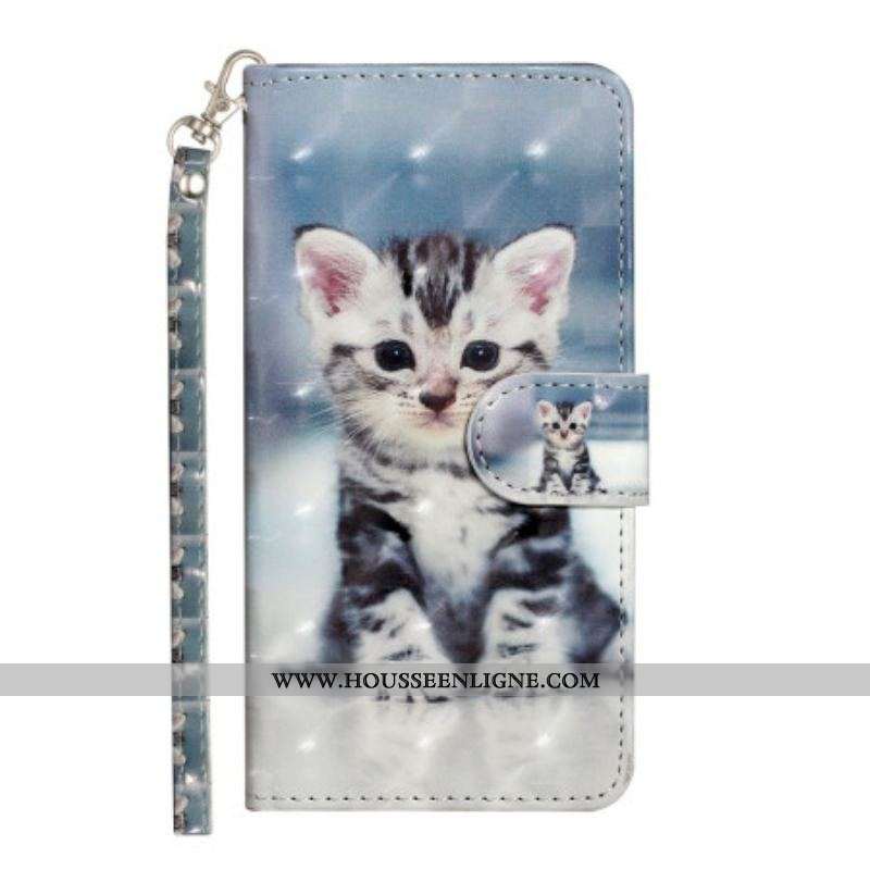 Housse iPhone 15 Plus Chaton 3D à Lanière