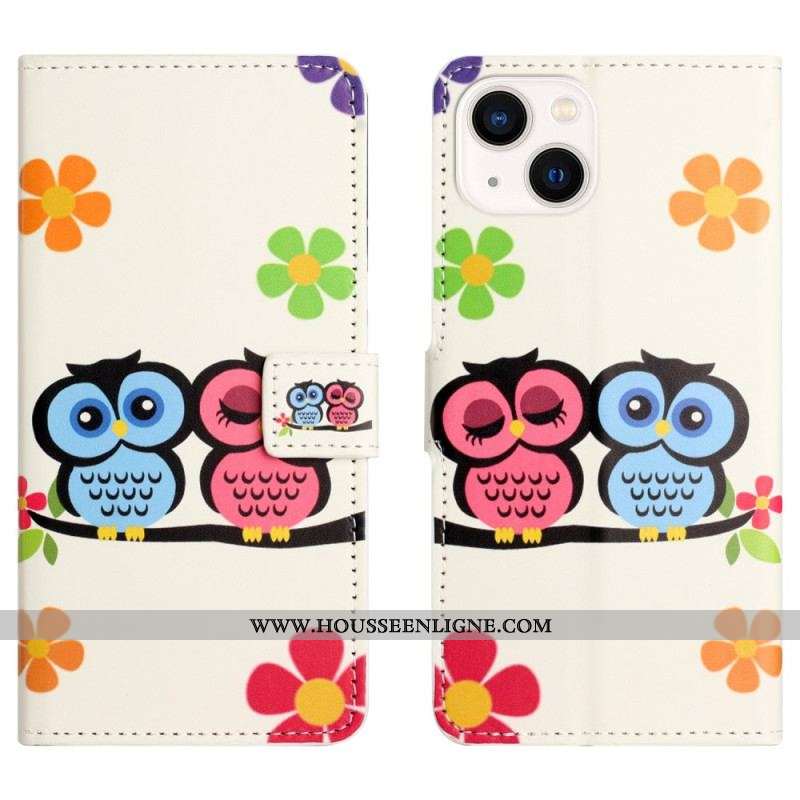 Housse iPhone 15 Plus Couple de Hiboux