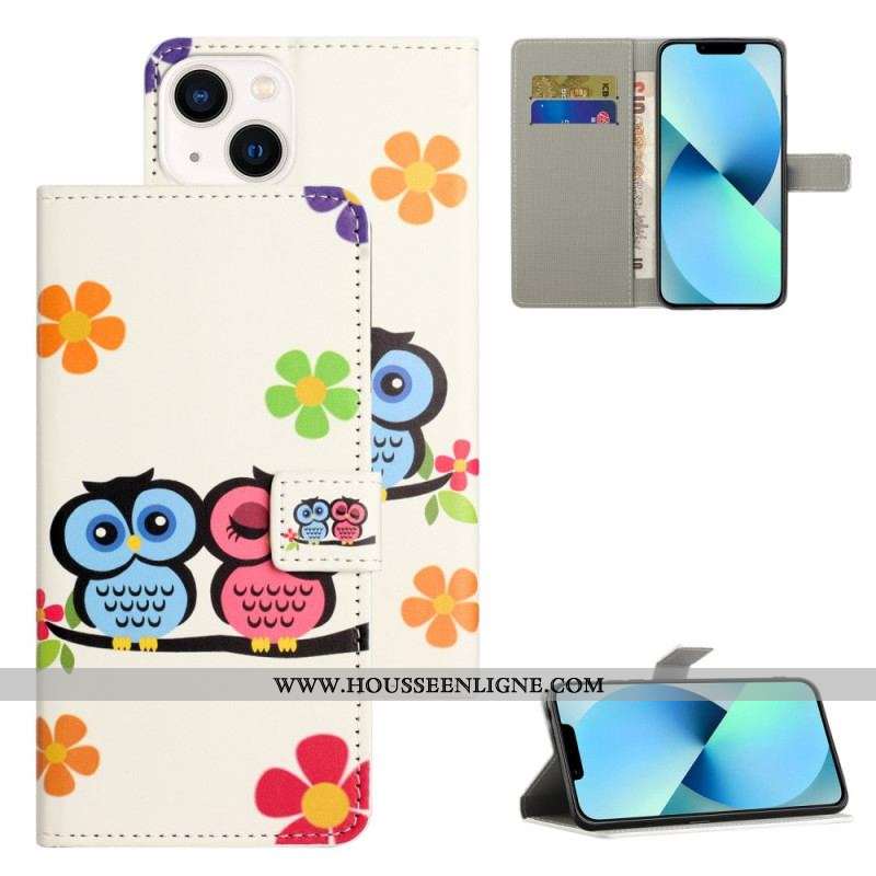 Housse iPhone 15 Plus Couple de Hiboux