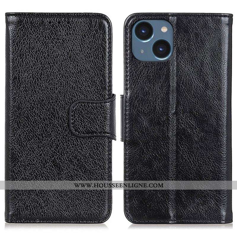 Housse iPhone 15 Plus Cuir Nappa Fendu