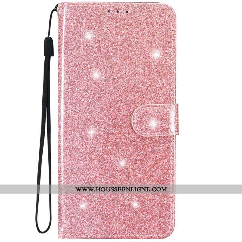 Housse iPhone 15 Plus Effet Paillettes à Lanière