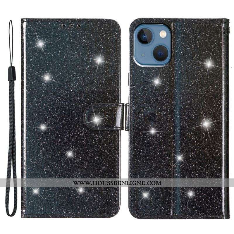 Housse iPhone 15 Plus Effet Paillettes à Lanière