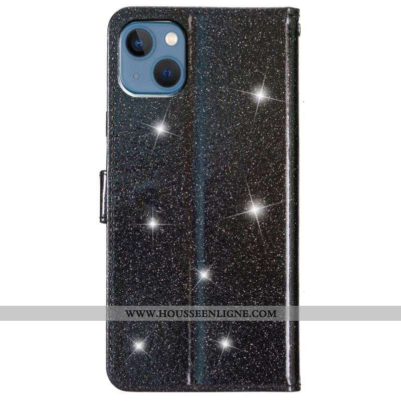 Housse iPhone 15 Plus Effet Paillettes à Lanière