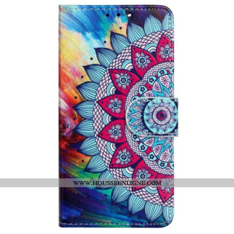 Housse iPhone 15 Plus Mandala Coloré à Lanière