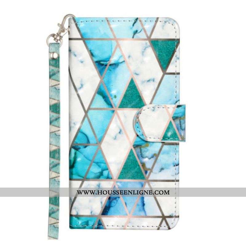 Housse iPhone 15 Plus Marbre 3D à Lanière