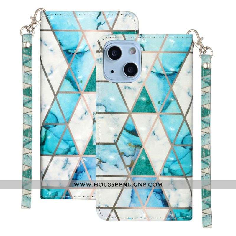 Housse iPhone 15 Plus Marbre 3D à Lanière