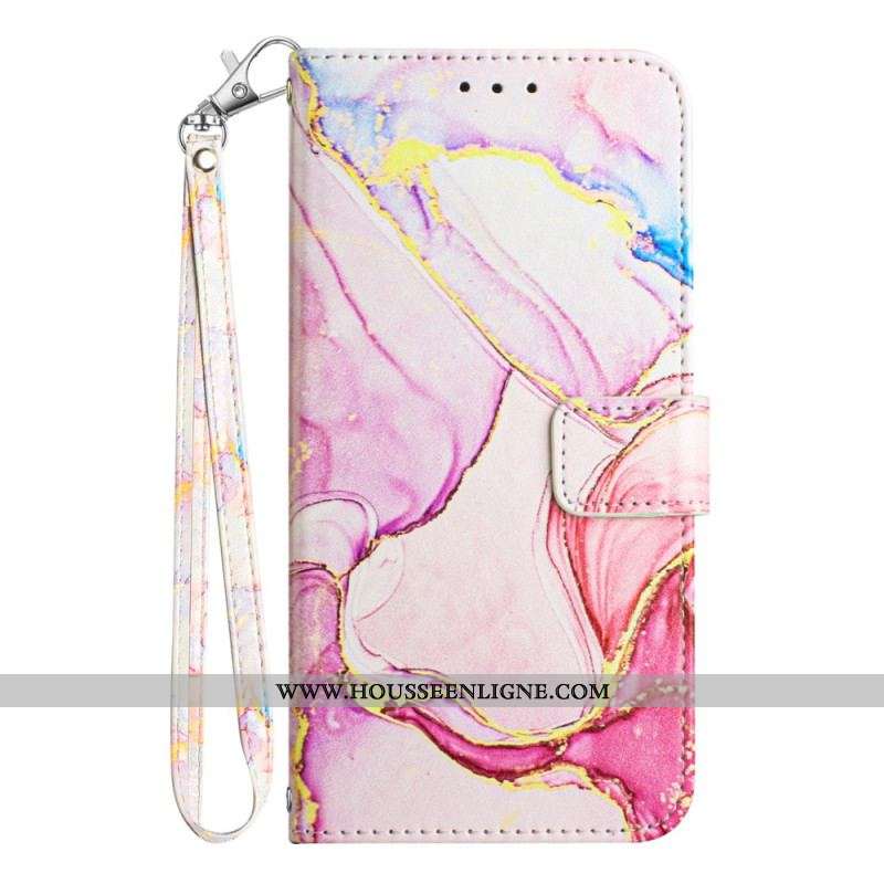 Housse iPhone 15 Plus Marbre avec Lanière
