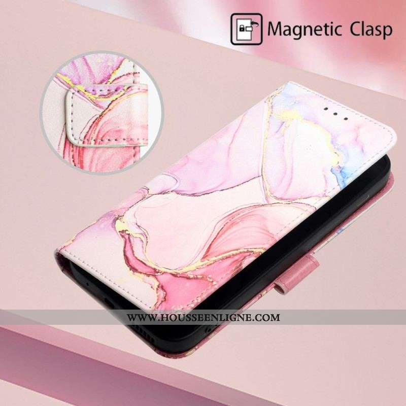 Housse iPhone 15 Plus Marbre avec Lanière