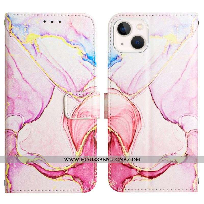Housse iPhone 15 Plus Marbre avec Lanière