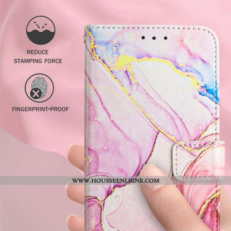 Housse iPhone 15 Plus Marbre avec Lanière