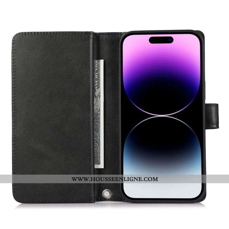 Housse iPhone 15 Plus Multi-Cartes et Pochette Frontale