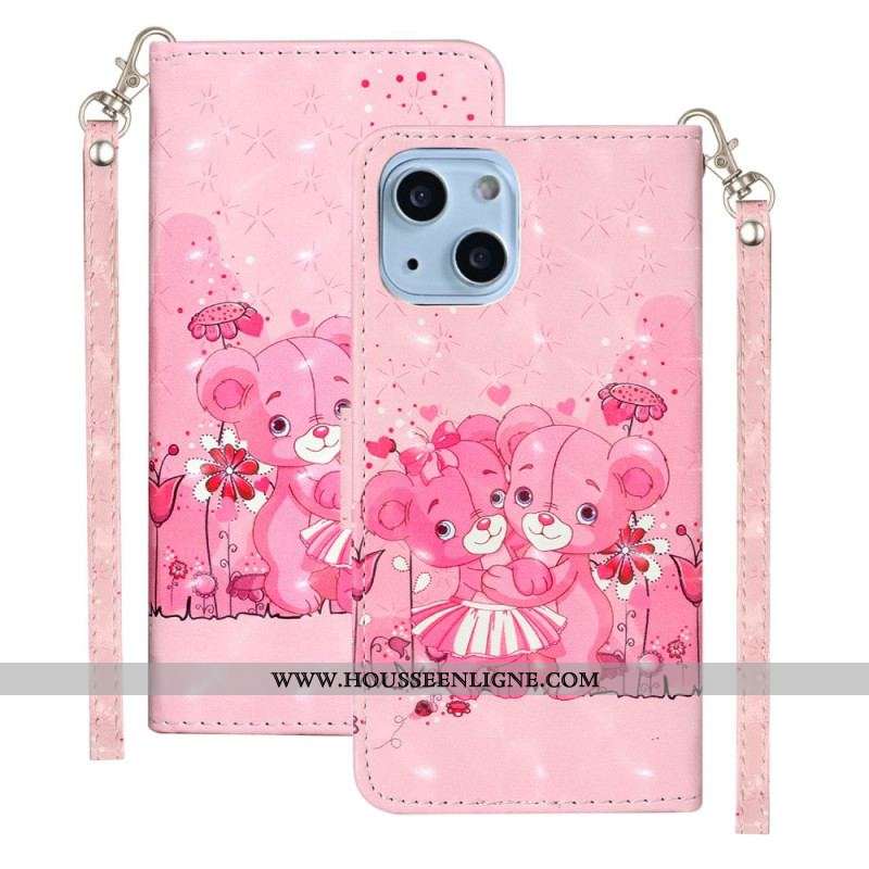 Housse iPhone 15 Plus Oursons 3D à Lanière