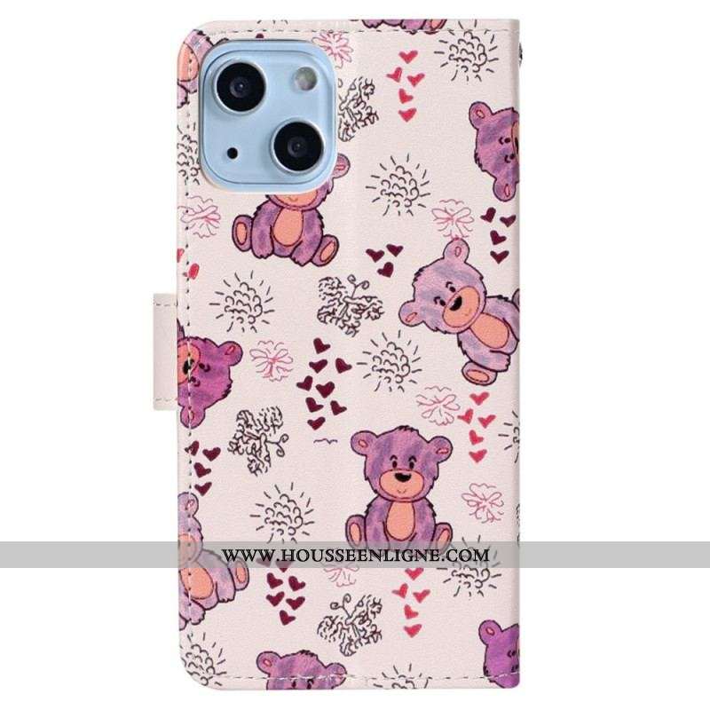 Housse iPhone 15 Plus Oursons à Lanière