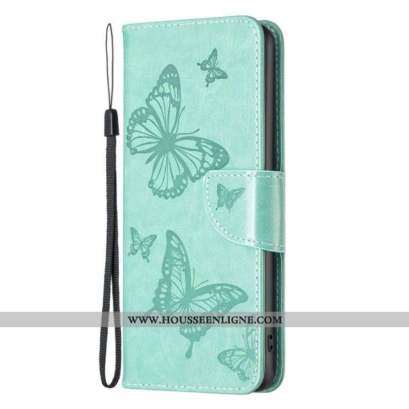 Housse iPhone 15 Plus Papillons Imprimés à Lanière
