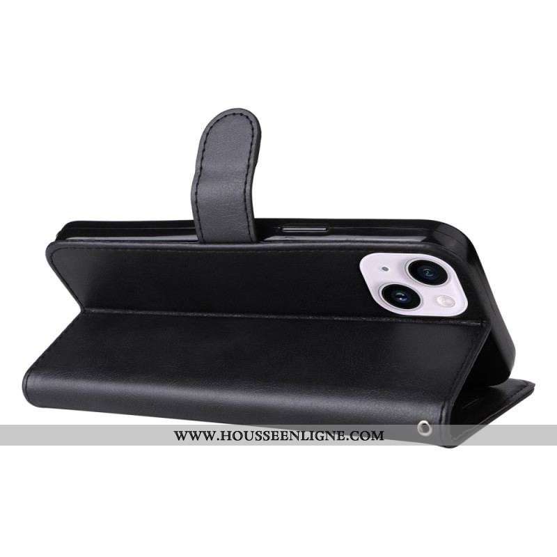 Housse iPhone 15 Plus Simili Cuir Uni à Lanière