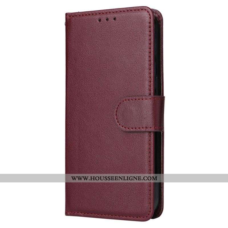 Housse iPhone 15 Plus Style Cuir Classique à Lanière