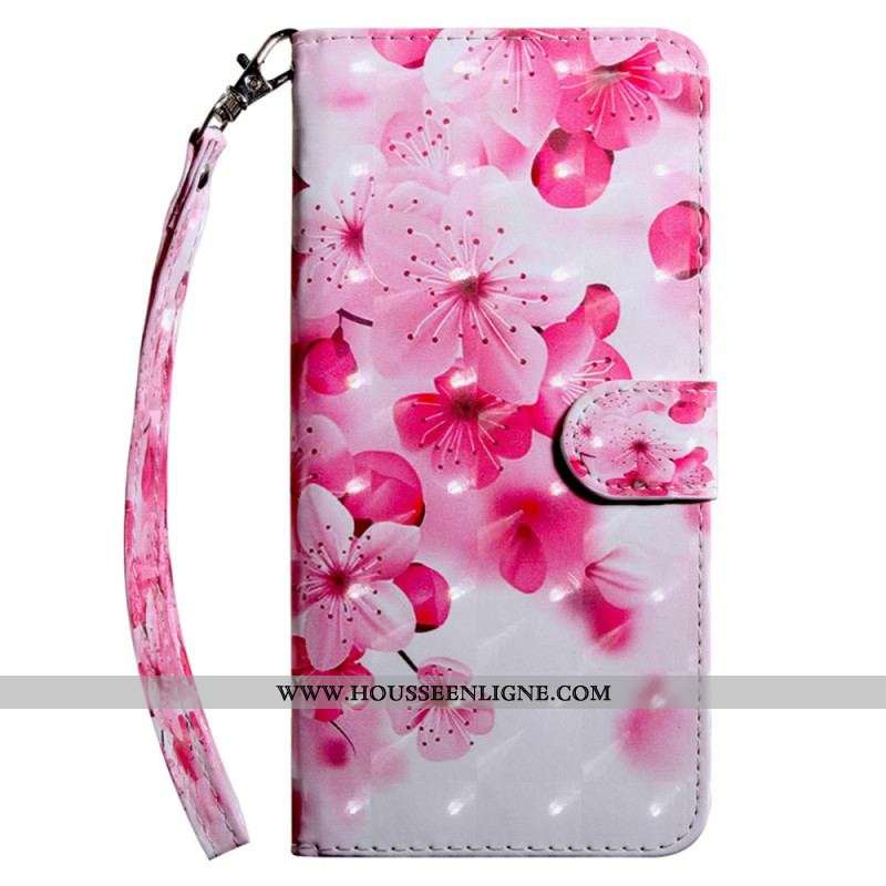 Housse iPhone 15 Pro Fleurettes à Lanière