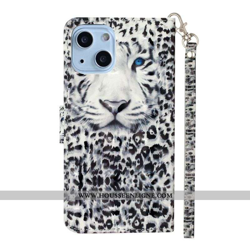 Housse iPhone 15 Pro Léopard 3D à Lanière