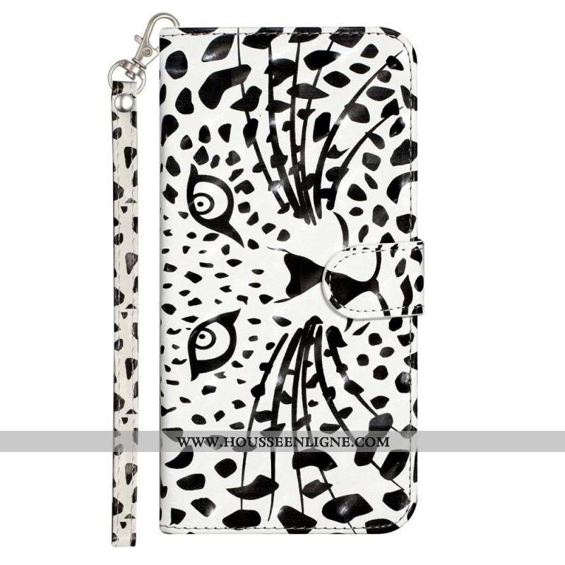 Housse iPhone 15 Pro Léopard 3D à Lanière