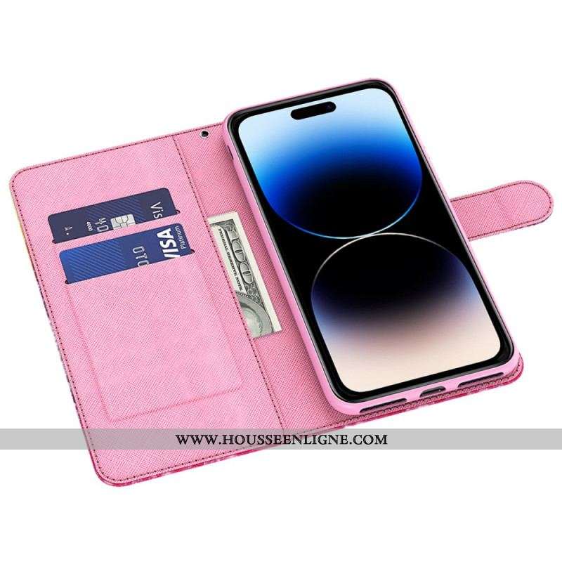 Housse iPhone 15 Pro Max Chat Sous l'Arbre Rouge 3D à Lanière