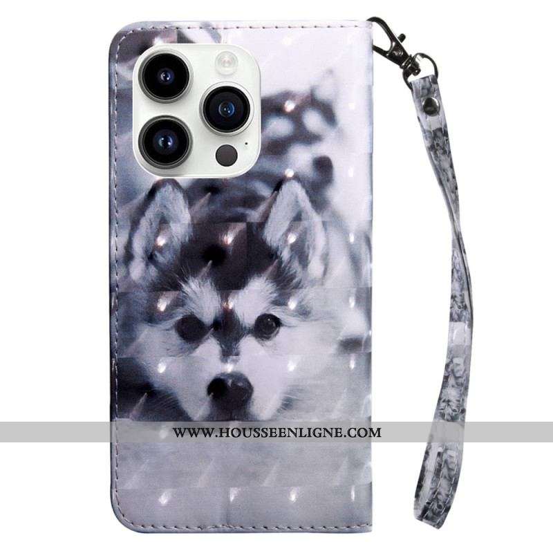 Housse iPhone 15 Pro Max Chiot à Lanière