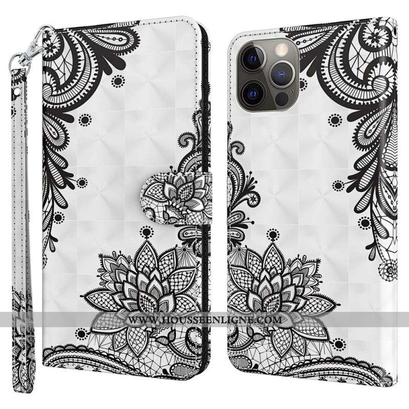 Housse iPhone 15 Pro Max Dentelle 3D à Lanière