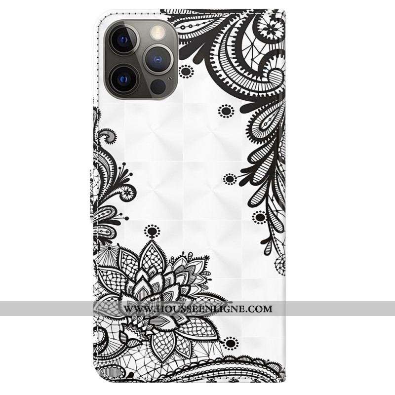 Housse iPhone 15 Pro Max Dentelle 3D à Lanière