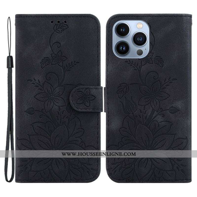 Housse iPhone 15 Pro Max Florale à Lanière