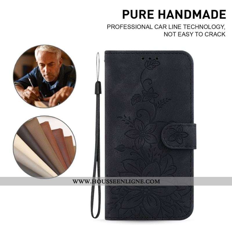 Housse iPhone 15 Pro Max Florale à Lanière