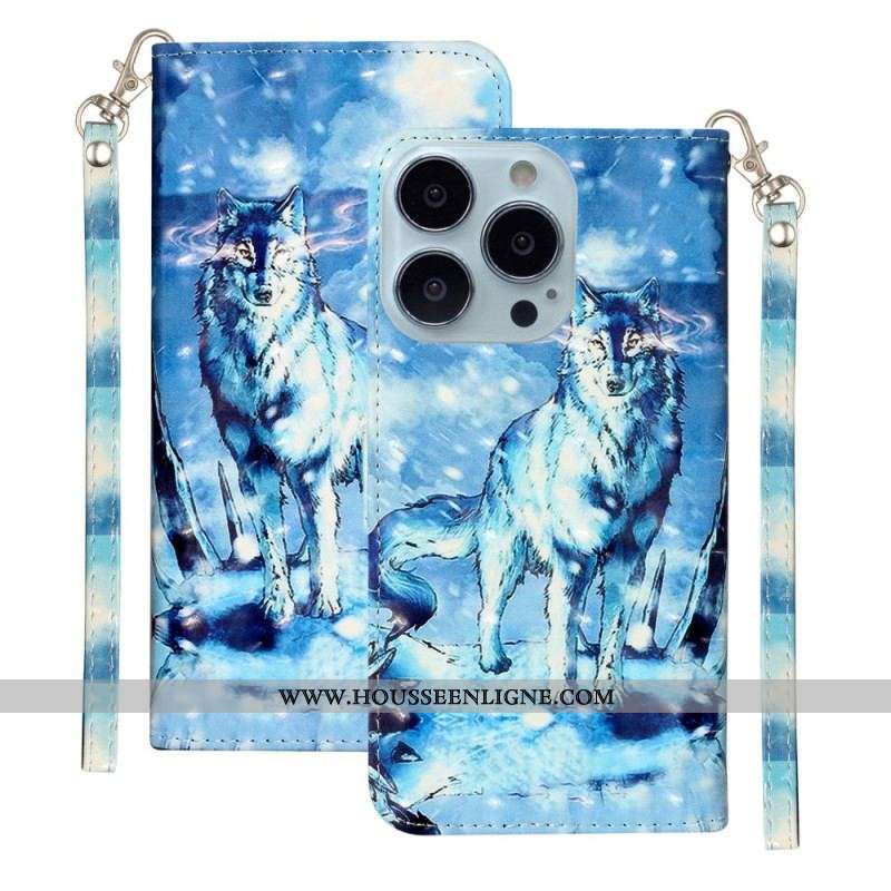 Housse iPhone 15 Pro Max Loup 3D à Lanière