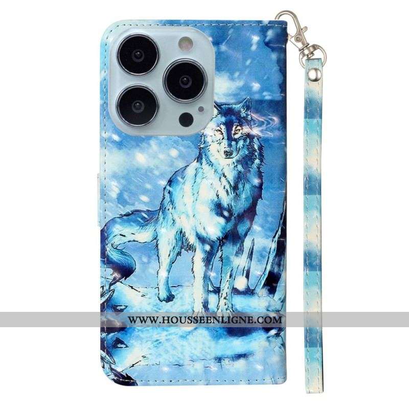 Housse iPhone 15 Pro Max Loup 3D à Lanière