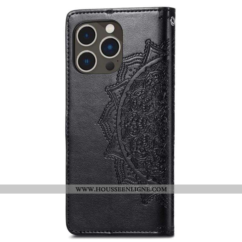 Housse iPhone 15 Pro Max Mandala Baroque à Lanière