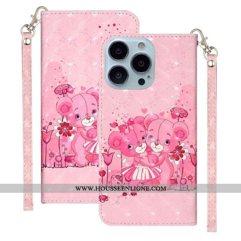 Housse iPhone 15 Pro Max Oursons 3D à Lanière