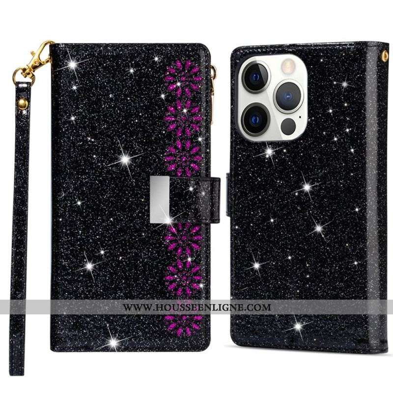 Housse iPhone 15 Pro Max Paillettes avec Porte-Monnaie