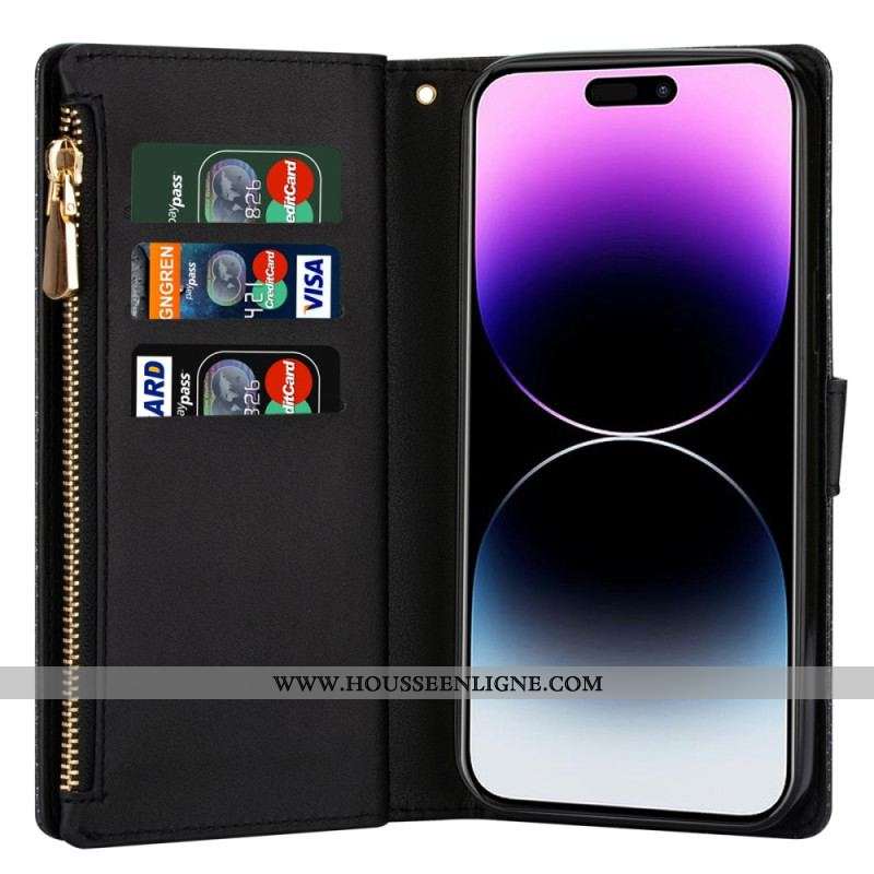 Housse iPhone 15 Pro Max Paillettes avec Porte-Monnaie