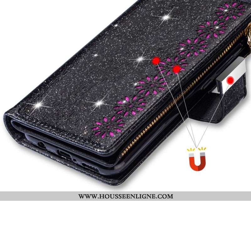 Housse iPhone 15 Pro Max Paillettes avec Porte-Monnaie