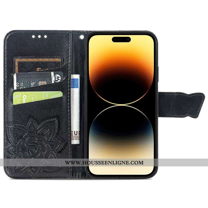 Housse iPhone 15 Pro Max Papillon Baroque à Lanière
