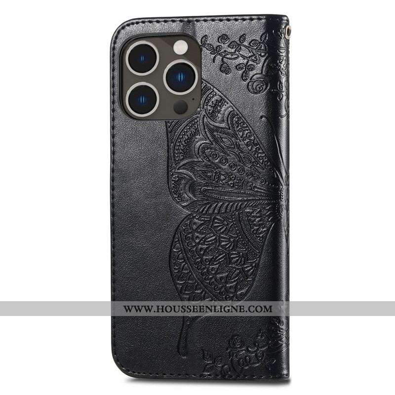 Housse iPhone 15 Pro Max Papillon Baroque à Lanière