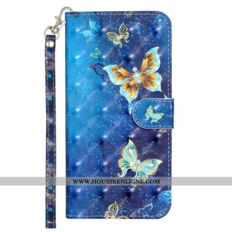 Housse iPhone 15 Pro Max Papillons 3D à Lanière