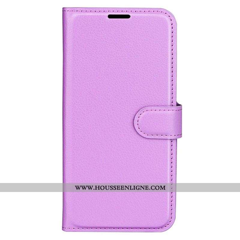 Housse iPhone 15 Pro Max Simili Cuir Litchi Classique